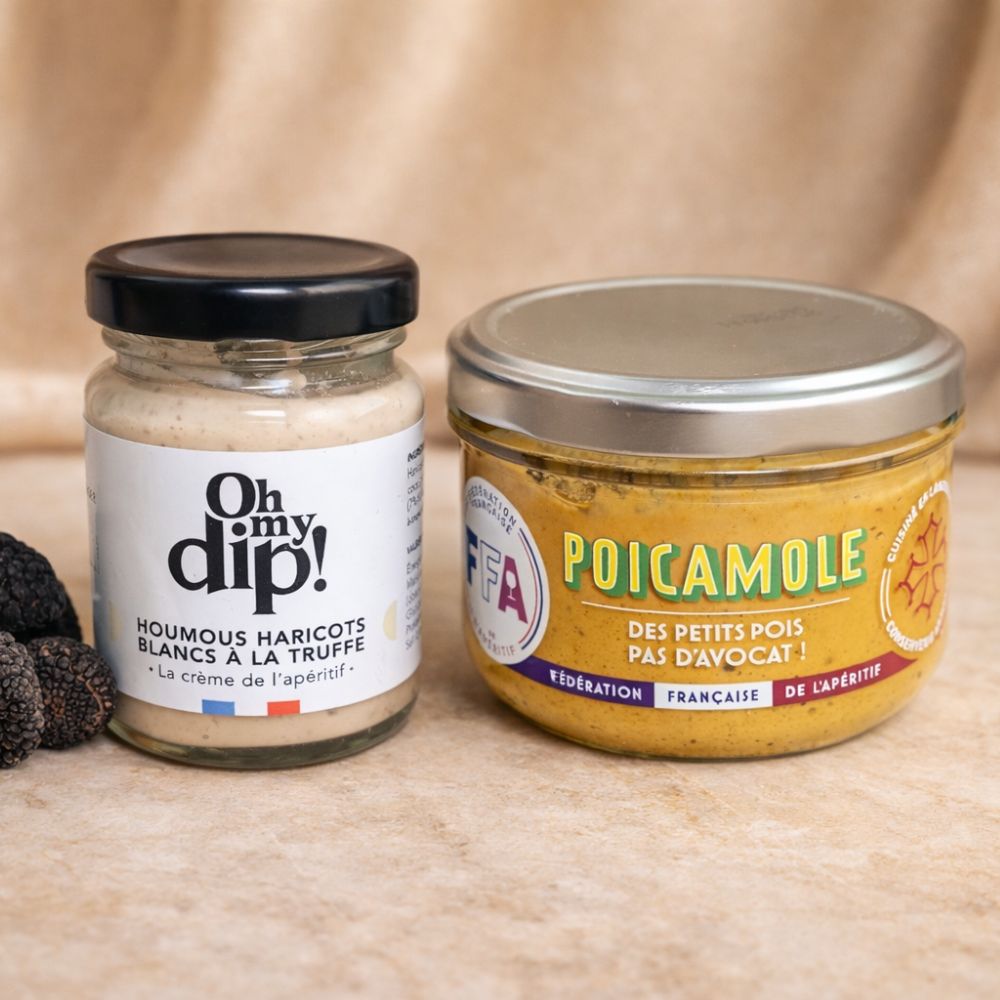 Duo tartinade - Houmous haricots blanc à la truffe & Poiscamole Petit pois (pas d'avocat)